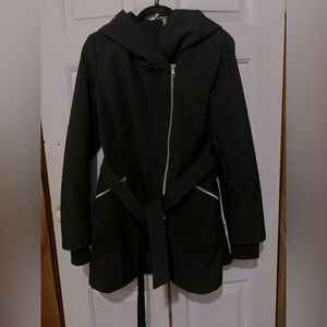 Black Hooded Jessica Simpson Coat w/Silver Zip Features.